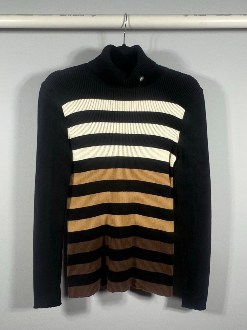 Lauren Ralph Lauren Sweater Womens Turtleneck Pullover M Ribbed Knit Long Sleeve